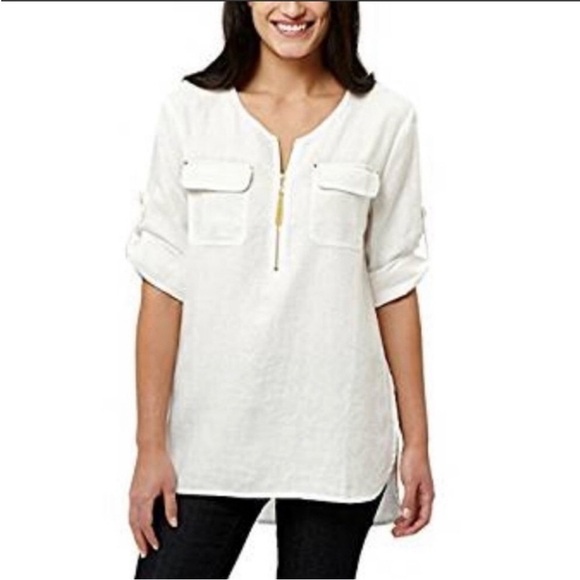 Ellen Tracy Tops - Ellen Tracy Roll up sleeve 100% Linen Shirt Color
Chalk XXL